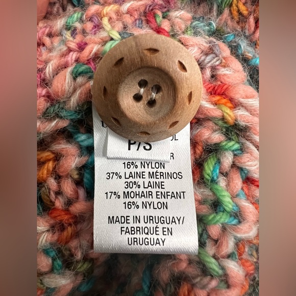 NWT Ulla Johnson Fiora Wool Puff Sleeve Kid Mohair Rainbow Cardigan Size Small - Picture 9 of 10